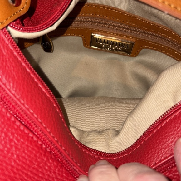 Valentina Backpack Shoulder bag sling back Italian leather Red/ Brown - Picture 12 of 14